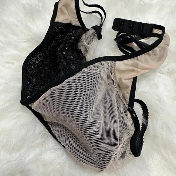 Victoria Secret Bralette Sheer Black Embellished Sequins Bra Size S/P - Picture 7 of 8